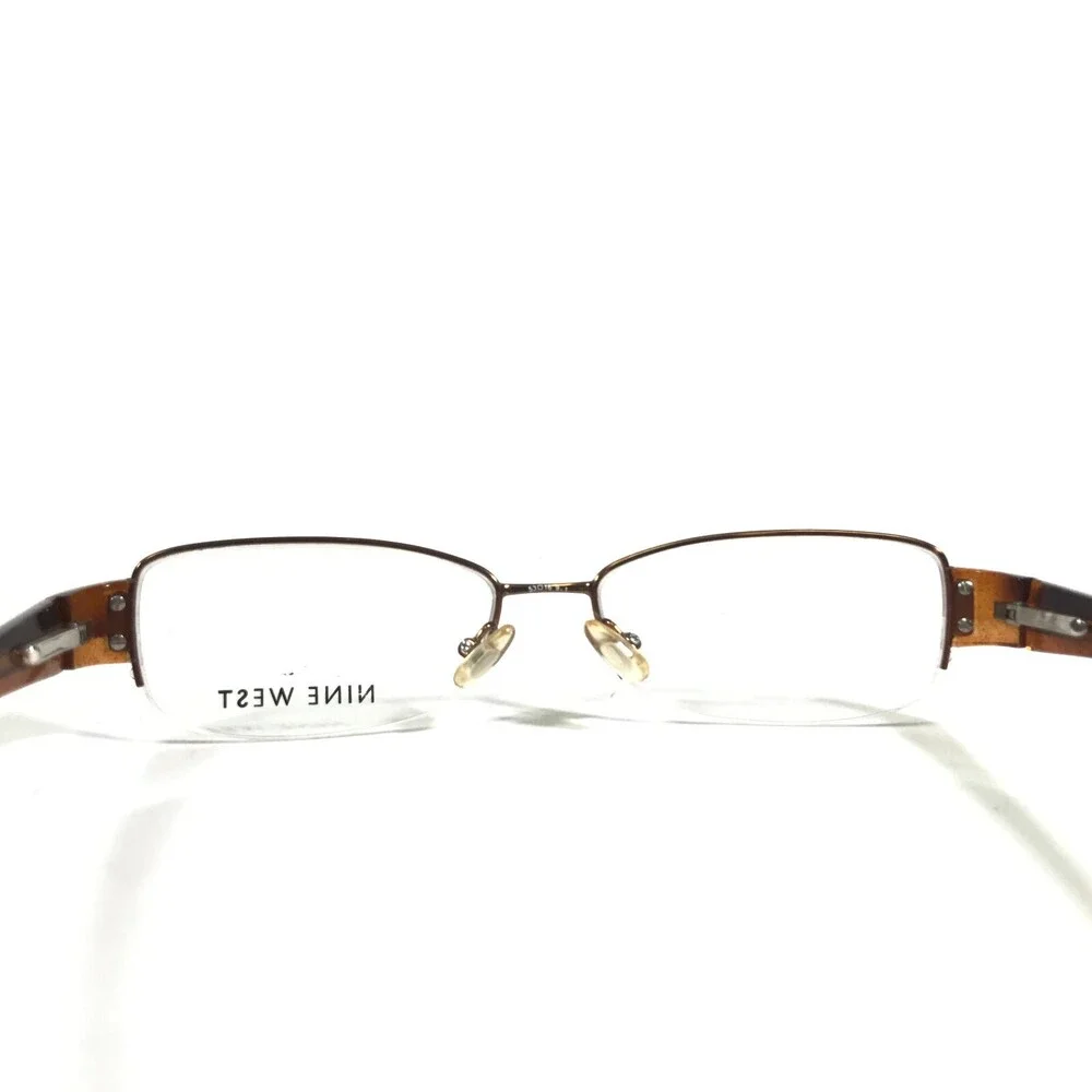 Nine West Petite Eyeglasses Frames 377 JDT Brown Rectangular Half Rim 53-16-130
